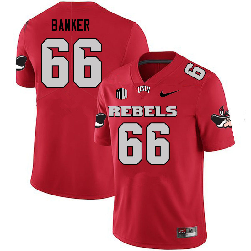 Men #66 Carver Banker UNLV Rebels College Football Jerseys Stitched Sale-Scarlet